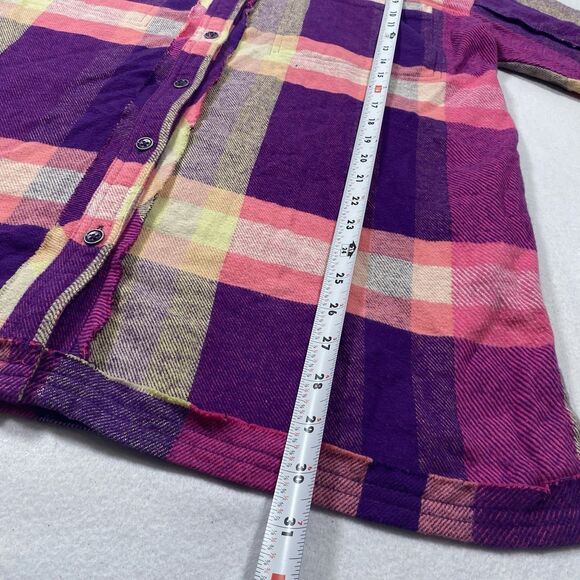 NWT FREE PEOPLE $148 SO LONG SUMMER COTTON FLANNEL SHIRT L PINK PLAID Button - Picture 3 of 12